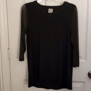Ann Klein Womens Top With Mesh Sleeves
